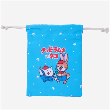 クッピーラムネ×にゃんこ村 巾着(クッピーラムネ) BLU