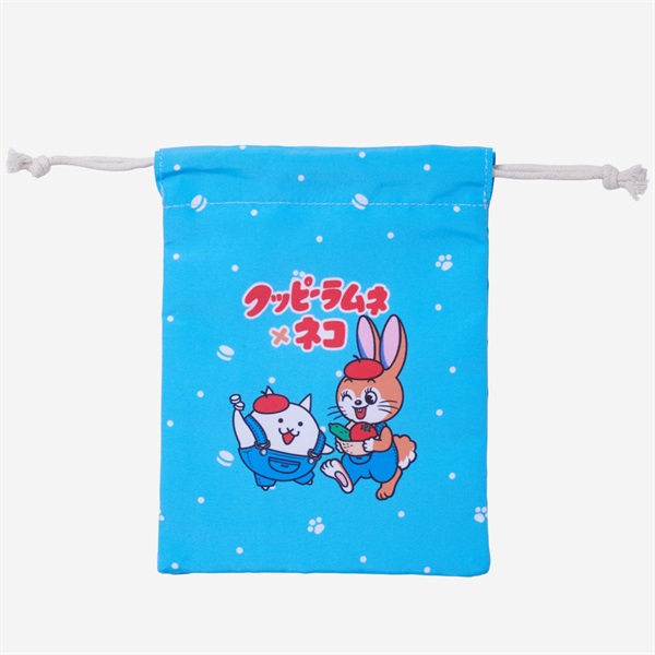 クッピーラムネ×にゃんこ村 巾着(クッピーラムネ) BLU