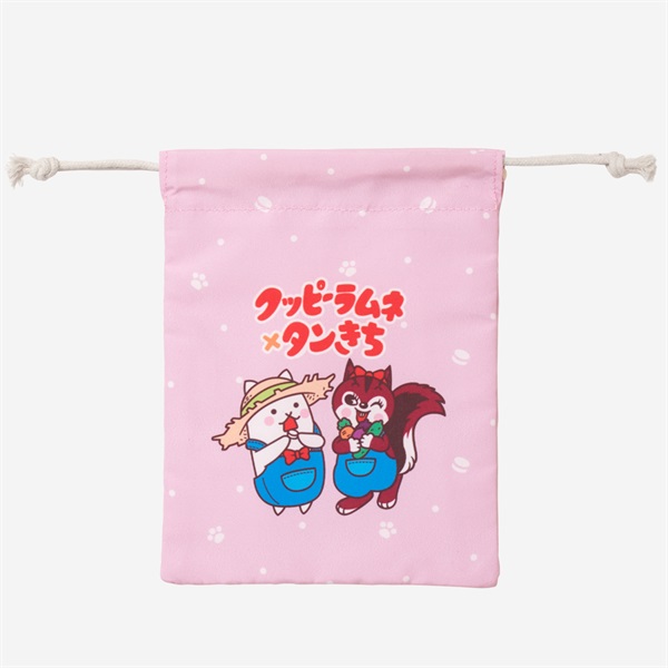 クッピーラムネ×にゃんこ村 巾着(クッピーラムネ) PNK