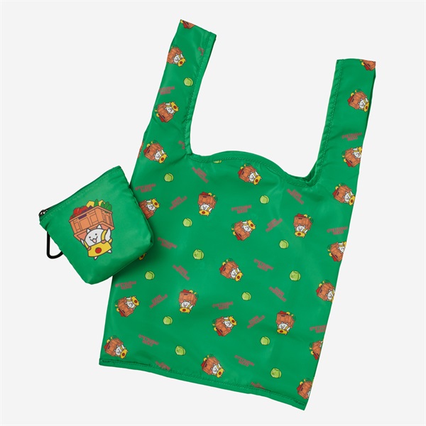 FTL×にゃんこ村 ポーチ付きショッピングバッグ GRN